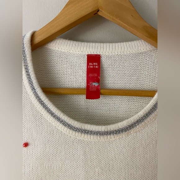 Winter White Christmas Sweater XL Festive Scottie Dog Design Women's Pullover - Picture 4 of 7